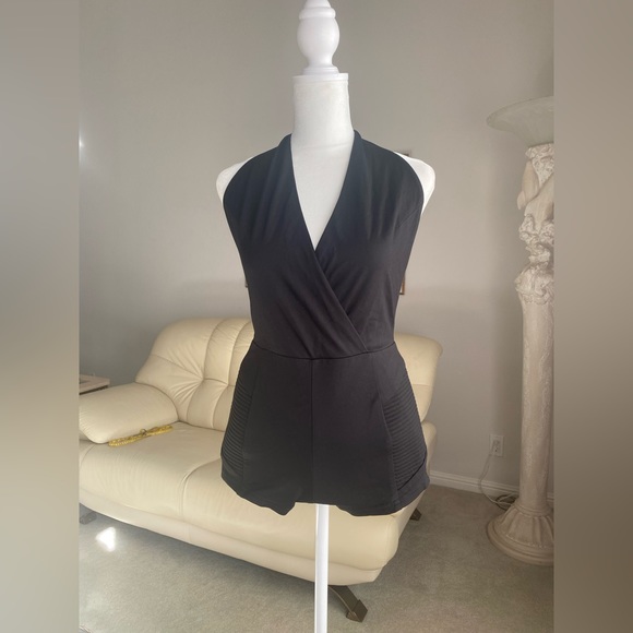 Pierre BALMAIN size 36 WRAP-EFFECT STRETCH-JERSEY HALTERNECK PLAYSUIT - Picture 1 of 14